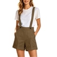 thumbnail image 4 of FAVIPT Dressy Shorts Rompers for Women Pull On Removable Suspenders Pockets Shorts High Waisted Business Work Casual Shorts 2026 Brown,M, 4 of 8