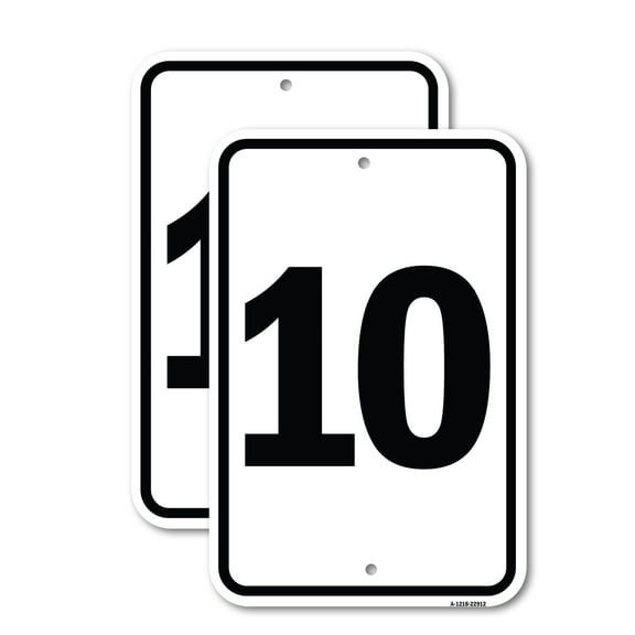 (2 Pack) Sign with Number '10 | 18" X 24" Heavy-Gauge Aluminum Sign | Rust Free Aluminum, Weather Resistant, Waterproof, Fade Resistant, 2 Pre-drilled Holes