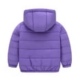 thumbnail image 3 of Otqutp Kids Boys Girls Middle Kids Hooded with Pockets Solid Color Short Cotton Jacket Fall and Winter Thickened Hooded Top Long Sleeve Coat(Purple,9-10 Years), 3 of 8