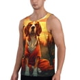 thumbnail image 2 of Lsque Sunset Meditating Dog Pattern Mens Tank Tops Muscle Athletic Quick Dry Sleeveless Workout Fitness T Shirts Beach Tank Top, Loose-fit Sleeveless Shirt for Men-Large, 2 of 7