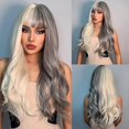 thumbnail image 2 of 70cm Gray White Bangs Long Curly Hair High Temperature Silk Rose Net Wig, 2 of 5