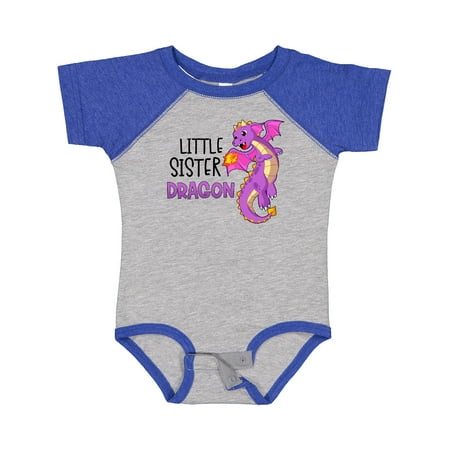 

Inktastic Little Sister Cute Purple Dragon Gift Baby Girl Bodysuit