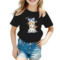 thumbnail image 1 of LUOGENLI T-Shirt pour Filles, Mignon Graphique, Col Rond, Manches Courtes, Été, Décontracté, Blanc, Maxi, Noir, 8-9 Ans, 1 of 5