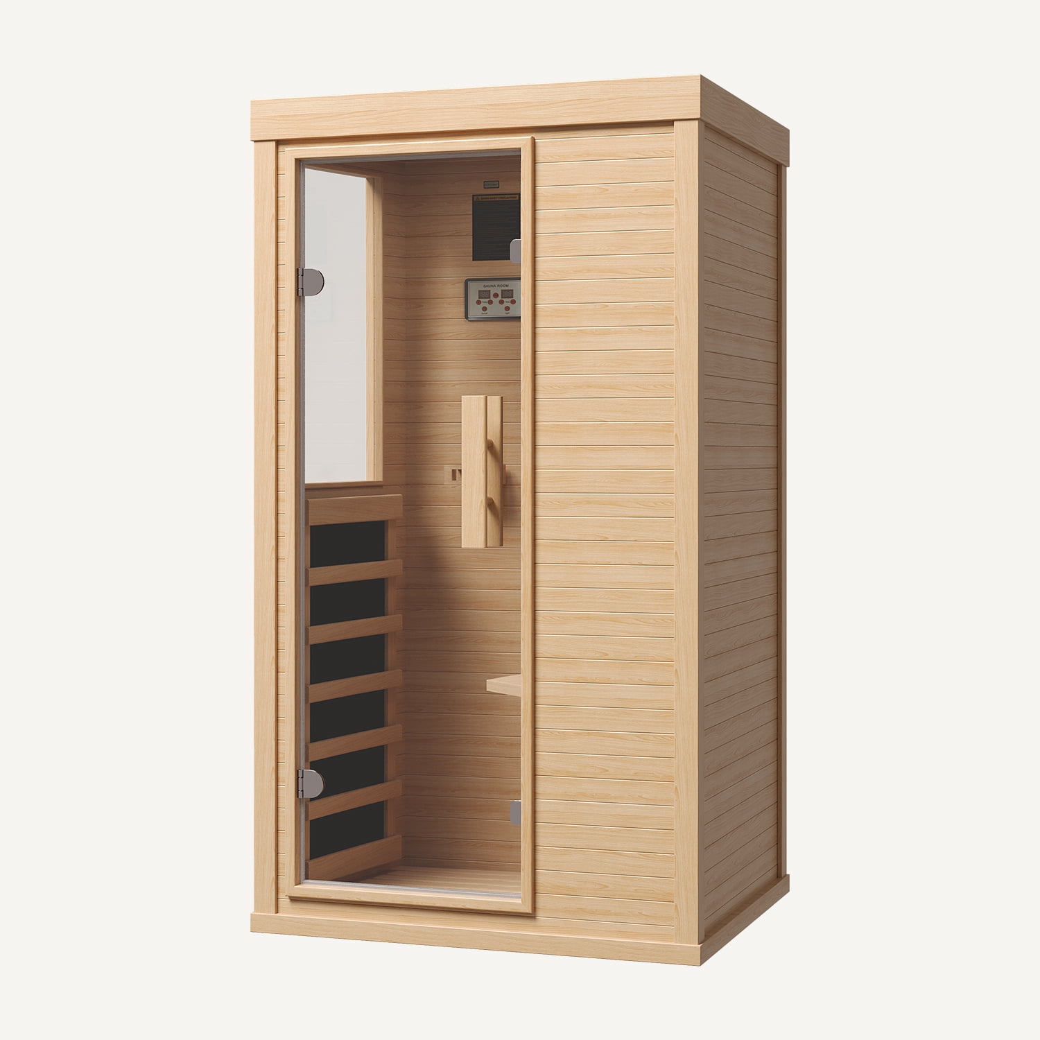 BaPiPro Infrared Sauna, 1-Person Home Far Wood Sauna, Canadian Hemlock Dry Sauna Spa Room with Low EMF Carbon Fiber Panels, Indoor Sauna with LED Light & Bluetooth Speaker