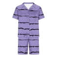 thumbnail image 4 of Stamzod Men's Satin Pajama Set Striped Short Sleeve Button Down Classic Sleepwear Soft Comfy Loungewear with Front Pocket Mens Short Outfits, 4 of 5