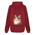 thumbnail image 3 of Ladies' Fashion Kitty Letter Sleeves Hoodie Women Clothes Patterns Lightweight Pullover Drawstring Sweatshirt Hoodies Long Winter Hooded Thin Sweatshirt Women Womens Winter Sweatshirts Hoodies Sleep, 3 of 4