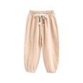 thumbnail image 2 of NAISIBABY Boys Girls Pants, Cotton Linen Drawstring Lightweight Kids Causal Comfort Pants Khaki 8T, 2 of 5