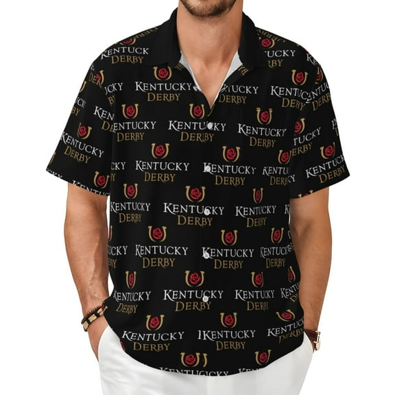 Kentucky Derby Hawaiian Shirt Vintage Mens Hawaiian Shirts Short Sleeve Button Down Shirt for Men S