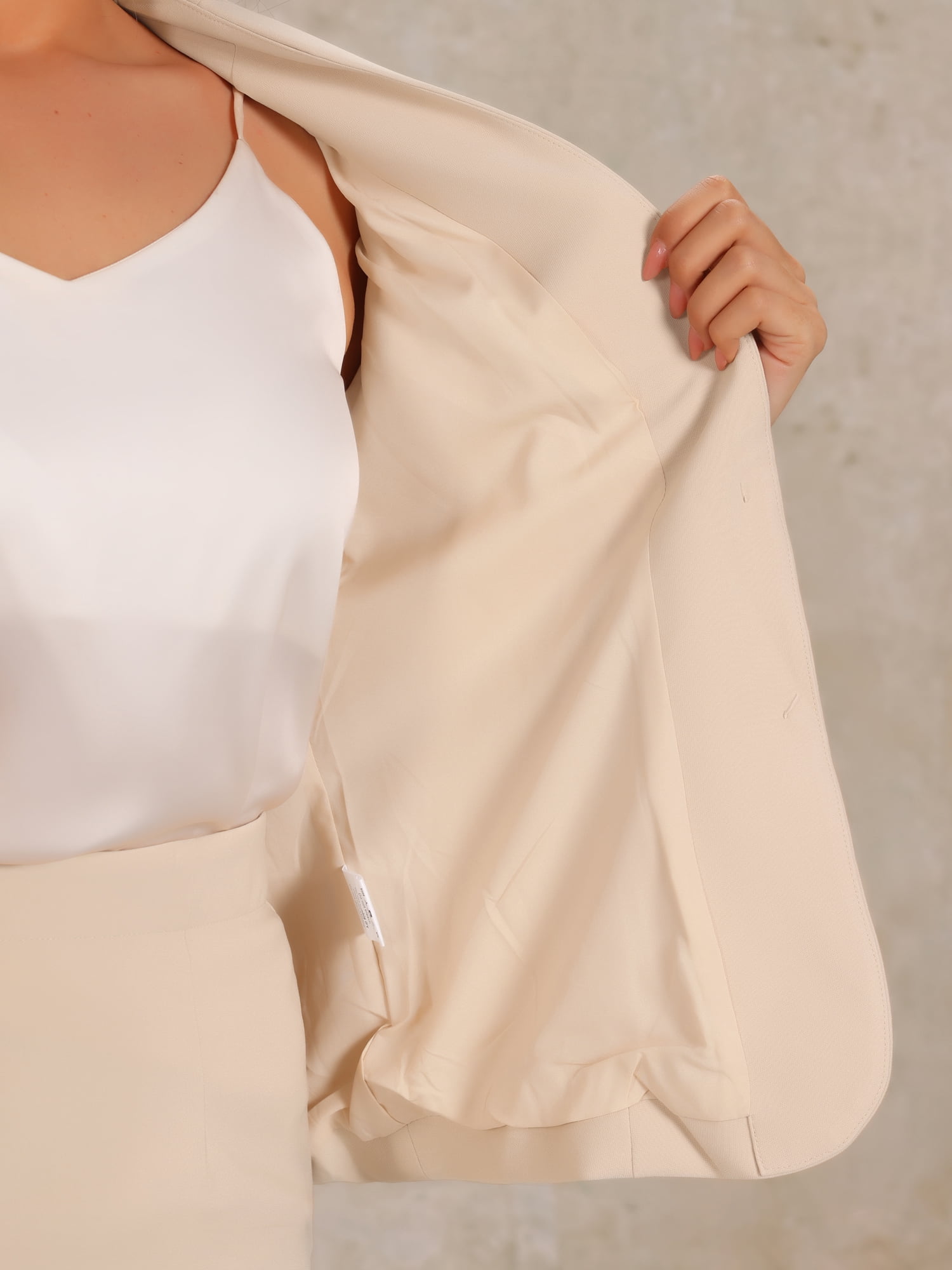 DARING DIVA Women's 2-Piece Business Blazer Pencil Skirt Suit Set XL Beige