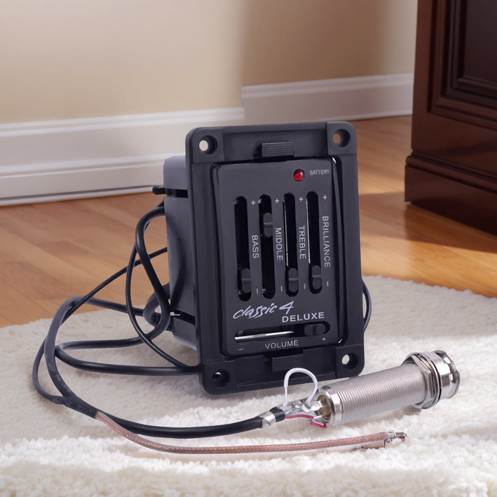 HUISZJ Acoustic Guitar Pickup, Preamp Amplifier Equalizer with Volume, Amplifier Equalizer Tuner Pickup Preamplifier