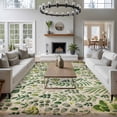 thumbnail image 4 of Area Rug for Living Room, Green Leaves Non-Slip Indoor Large Carpet for Bedroom/Dining Room, Elegant Pastoral Summer Botanical Vintage Washable Low-Profile Rectangle Floor Runner Rugs - 6 x 9 Ft, 4 of 7