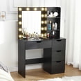 thumbnail image 3 of Eastvita Coiffeuse Éclairée avec Station de Recharge/4 Tiroirs/étagère de Rangement//miroir Éclairé à 3 Modes Réglables - Noir, 3 of 6