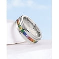 thumbnail image 6 of King Will 316L Stainless Steel Wedding Band for Men Women-7mm Width Silver Plated Wedding Ring With Colourful Cubic Zircon Inlay Comfort Fit and Durable Size 12, 6 of 7