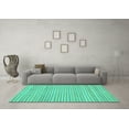 thumbnail image 3 of Ahgly Company Machine Washable Indoor Square Oriental Turquoise Blue Modern Area Rugs, 6' Square, 3 of 4