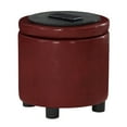 thumbnail image 3 of Designs4Comfort Round Accent Storage Ottoman with Reversible Tray Lid, Burgundy Faux Leather, 3 of 8