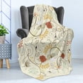 thumbnail image 4 of Floral Soft Flannel Fleece Blanket, Curlicue Motifs Rose Flower Leaves Intricate Gracious Style on Pale Backdrop, Cozy Plush for Indoor and Outdoor Use, 70" x 90", Cream Pale Caramel, by Ambesonne, 4 of 5