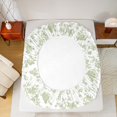 thumbnail image 5 of Manfei Vintage Botanical Leaf Queen Sheet Sets,Flower Floral Flat Sheet,Green White Queen Fitted Sheet,Microfiber Bedroom Decor,4pcs, 5 of 7