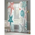 thumbnail image 4 of Red Teal Starfish Coastal Sheer Curtains 96 Inch Length 2 Panels Set for Living Room/Bedroom, Summer Beach Nautical Coral Sea Curtain Sheers Drapes Rod Pocket Curtains Window Treatment 52''x96''x2, 4 of 7