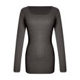 thumbnail image 4 of WTXUE Robe à Manches Longues, Robe T-Shirt Courte à Col Carré à Manches Longues Décontractée d'Automne pour Femme, Robe Portefeuille, Gris Foncé m, 4 of 5