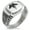 Silver, variant on Stainless Steel Greek Mythology Cerberus CZ Ribbed Needle Stripe Pattern Biker Style Polished Ring