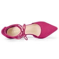 thumbnail image 3 of BLISSFUL STEP Women's Back to School Pointed Toe Sandals Lace Up Block Heel Faux Suede Dress Shoes Hot Pink 6, 3 of 7