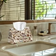 thumbnail image 5 of SEANATIVE Coffee Themed Tissue Box Cover PU Leather Tissue Holder with Top Buckle, Portable Tissue Box Organizer Cover Facial Tissue Holder for Bathroom, Bedroom, Hotel, Office Desk, 5 of 7
