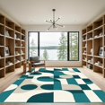 thumbnail image 2 of ODIKA 6'x9' Machine Washable Non-Slip Area Rug, Geometric Teal High Traffic Rug, Blue, 1049097, 2 of 7