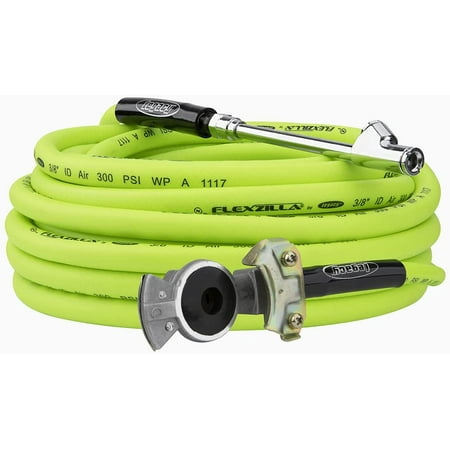 Flexzilla® Truck Tire Inflator Kit 3-Piece  3/8  x 50  Hose  Glad-Hand Attachment  30° Dual Angle and Straight-On Air Chuck  ZillaGreen®