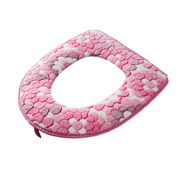 Funda para asiento de inodoro con cremallera, gruesa, cálida y suave, con asa, lavable, de franela de tamaño estándar