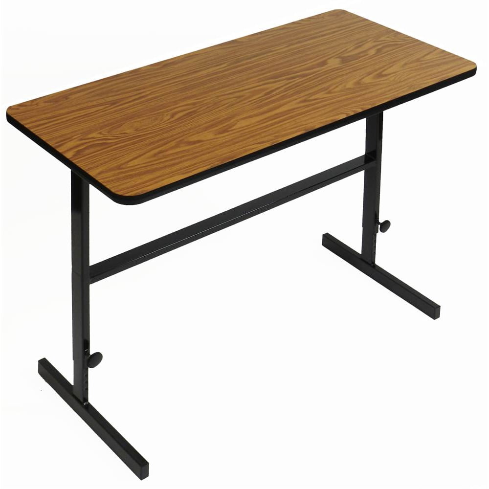 Adjustable Standing Height Work Station in Medium Oak Finish (36 in. L