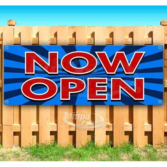 Now Open 13 oz Vinyl Banner With Metal Grommets
