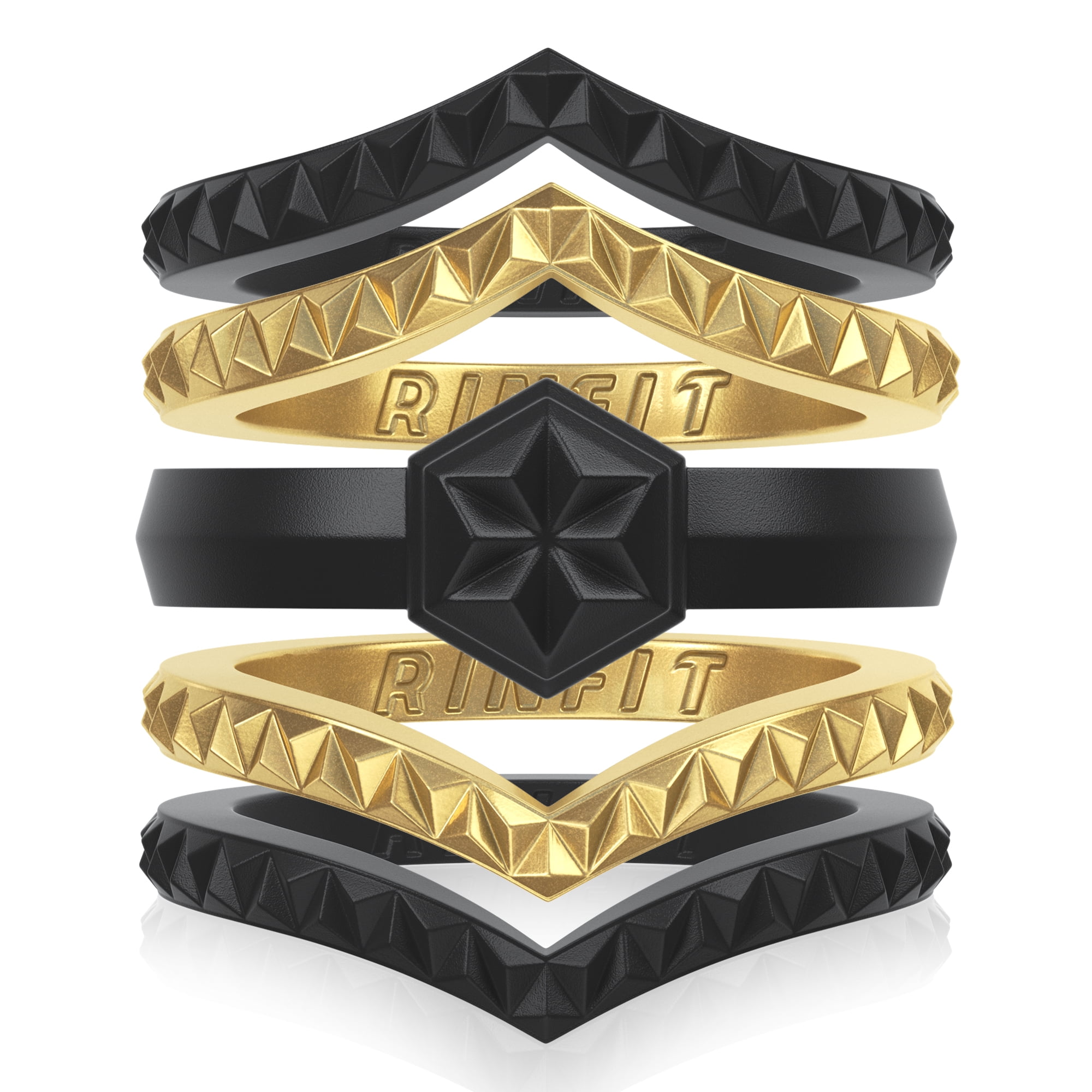 Metallic Colors Rinfit Silicone Wedding Ring for Men 3 Rings Pack Design Patent U.S Designed Silicon Rubber Bands Comfortable and Durable Wedding Band Replacement