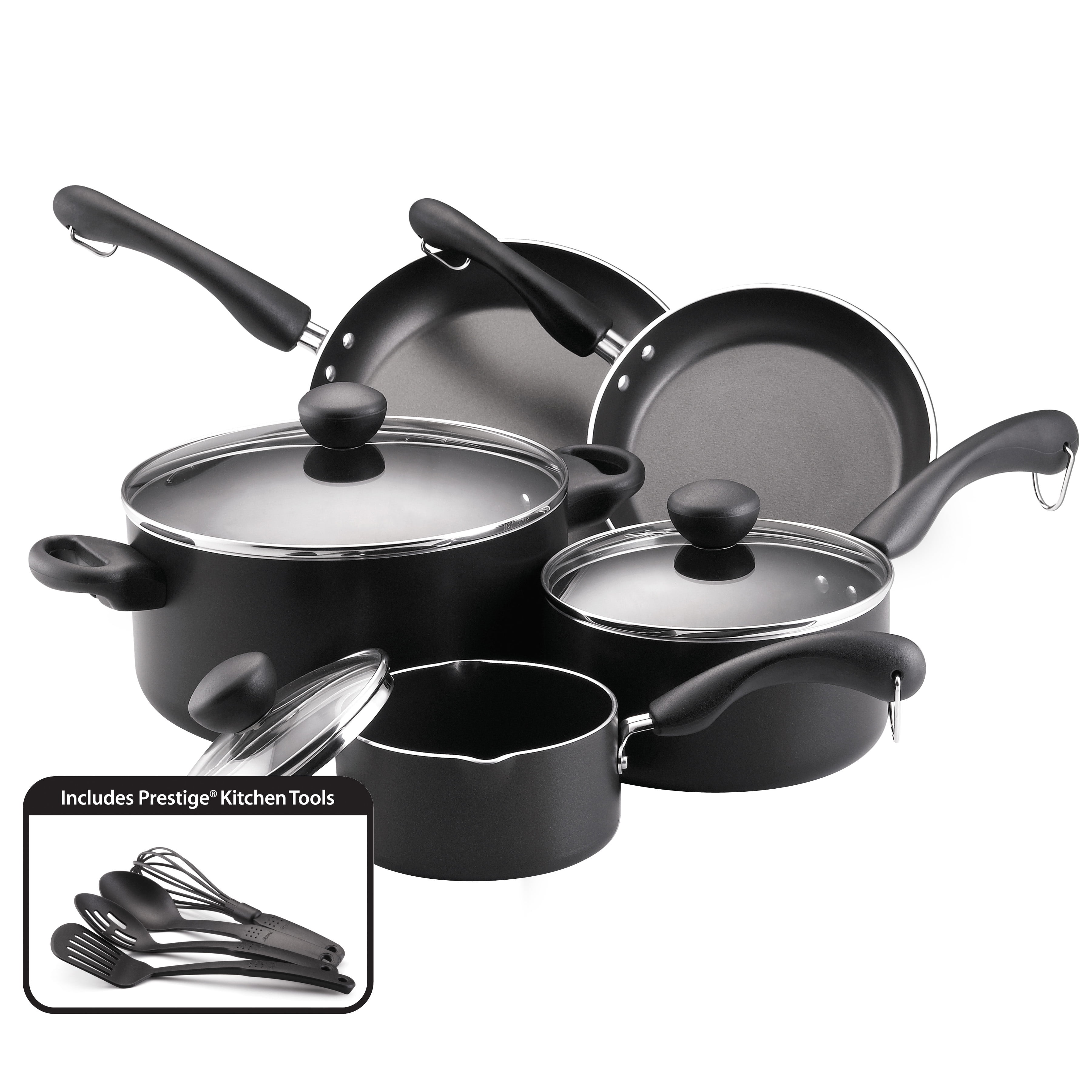 Black Farberware 12-Piece Easy Clean Nonstick Pots and Pans/Cookware Set 