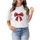 thumbnail image 2 of Fiudx Camisas de Mujer Blusa Informal de Manga Corta con Estampado de Cuello Redondo para Mujer, 2 of 4