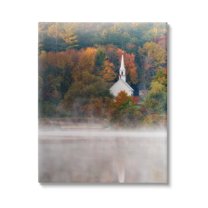 Stupell Foggy Lake Autumn Foliage Scenery Landscape Photography Gallery Wrapped Canvas Print Wall Art