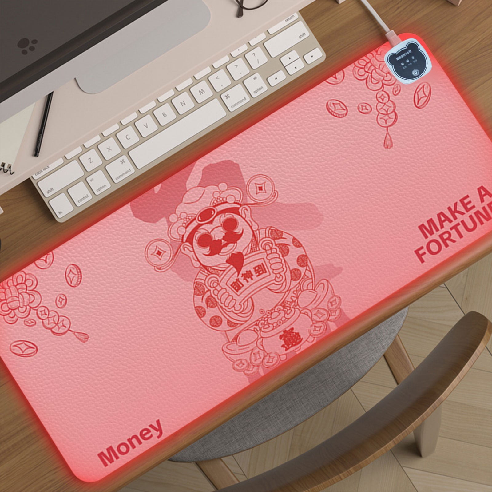 Heating Mouse Pad, Large Heating Table Pad, Office Computer Desktop Heating Pad, Convenient for Daily Use, Comfortable and Warm(D)