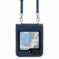 thumbnail image 2 of Dteck for Samsung Galaxy Z Flip 5 5G Case, Adjustable Crossbody Shoulder Strap Lanyard Case for Women Kickstand Flip PU Leather Hard Shell Ultra Thin Slim Durable Protective Phone Cover,Blue, 2 of 5