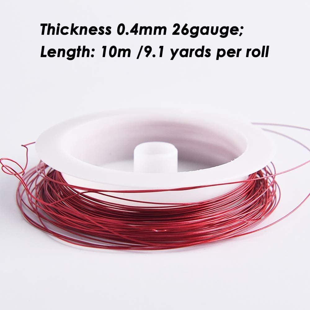 10 Pack Jewelry Beading Wire with Cutting Pliers, DaKuan Craft Wire Jewelry Beading Wire Tarnish Resistant Copper Wire for Jewelry Making (26 Gauge)