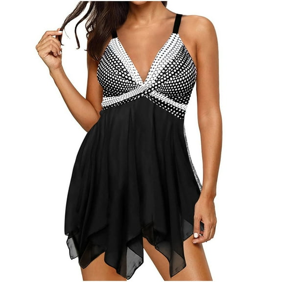 BSDJILFG 50% Women's Ribbed Ruched Two Piece Tankini Bathing Suits Tummy Swim Top with Bottom Swimsuits