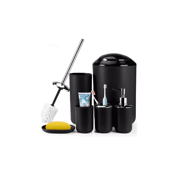 Conjunto De Accesorios De Baño De 6 Piezas Negro Clásico
