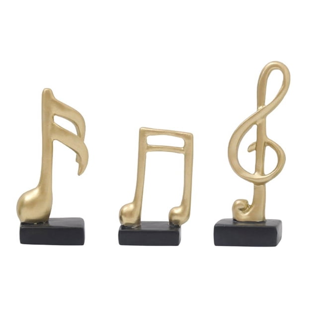 3Pcs Music Note Decor, Gifts Musical Figurine Modern Statue Sculpture, Table Centerpiece Crafts Home Arts,Gold