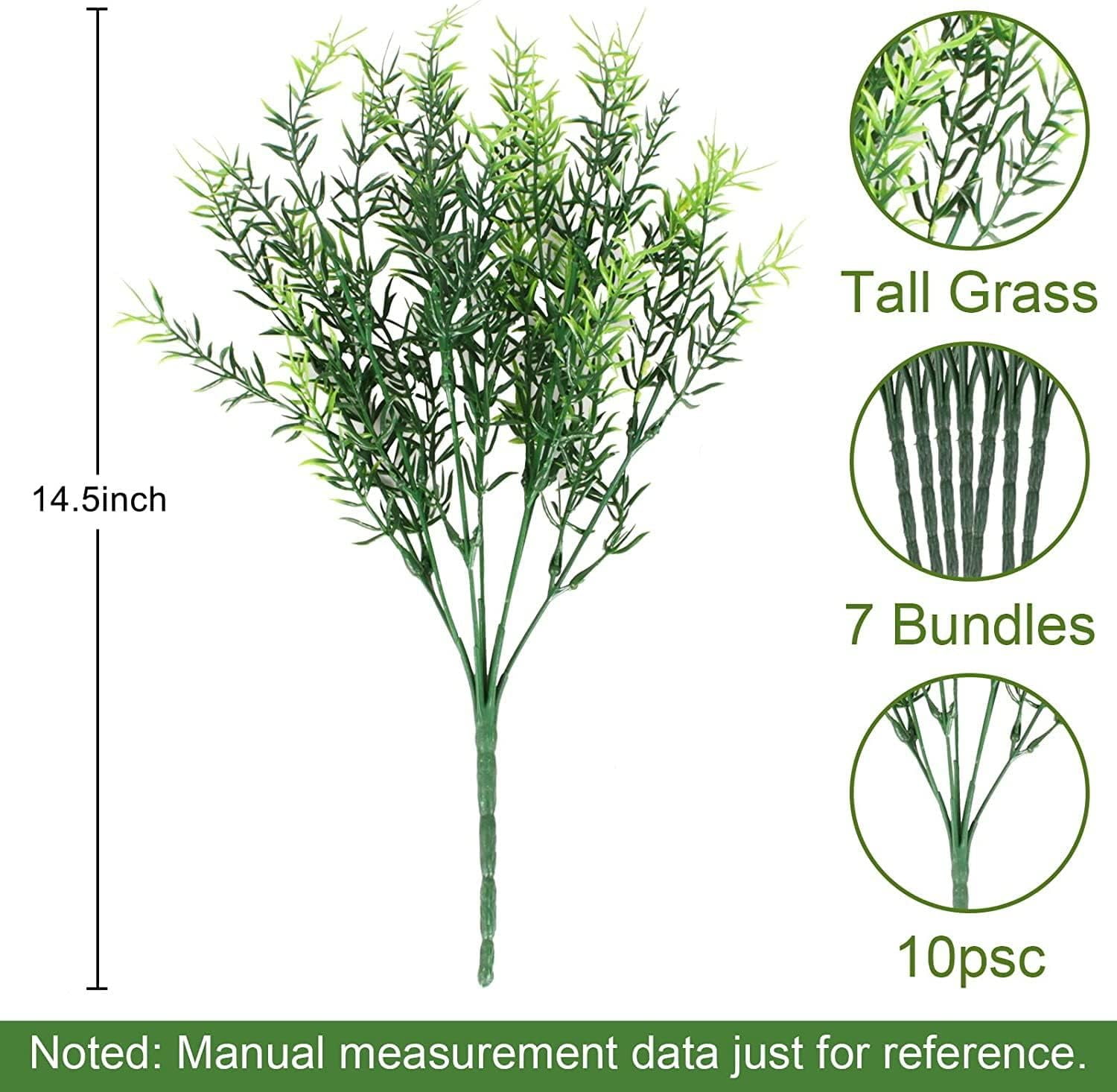 3PCS Outdoor Artificial Rosemary Flowers Plant, 14.2in Fake Rosemary Bush Outside Faux Plastic Greenery Grass Shrub for Porch Window Box Planter Garden Decor(Green)