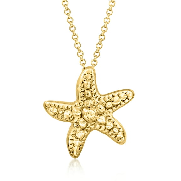 Ross-Simons Italian 18kt Gold Over Sterling Starfish Necklace, Women's, Adult
