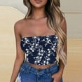 thumbnail image 2 of Tube Top for Women, Sleeveless Strapless Solid Color Polyester Top with Elastic Band, Regular Length, Blue L, 2 of 5
