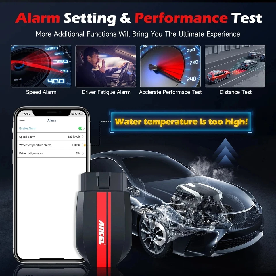 ANCEL BD200 OBD2 Scanner Bluetooth Wireless Automotive Diagnostic Tool with Battery Test Performance Test Car Code Reader OBDII Vehicle Adapter Check Engine OBD2 Scanner for iPhone iPad Android