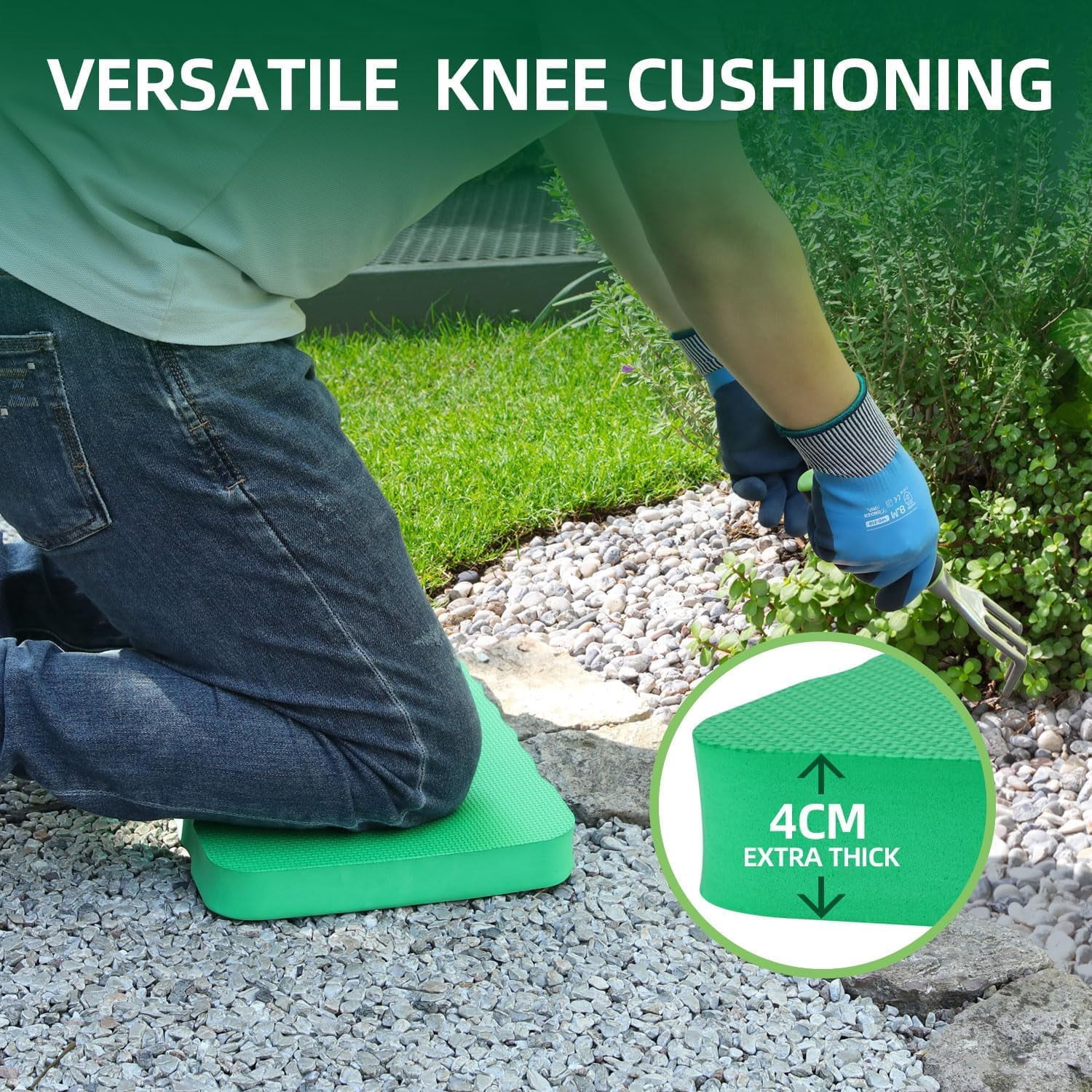 Premium Thick Kneeling Pad, 2-Pack Large Comfortable Gardening Knee Mat with 2 Different Surfaces, Extra Thick Knee Cushion Kneeler for Gardening, Work, Baby Bath, Exercise Perfect Gifts