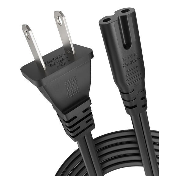 LujingZ 6ft 18AWG 7A 125V UL Listed 2 Prong Non Polarized AC Power Cord NEMA 1-15P to IEC-320-C7 Cable Replacement