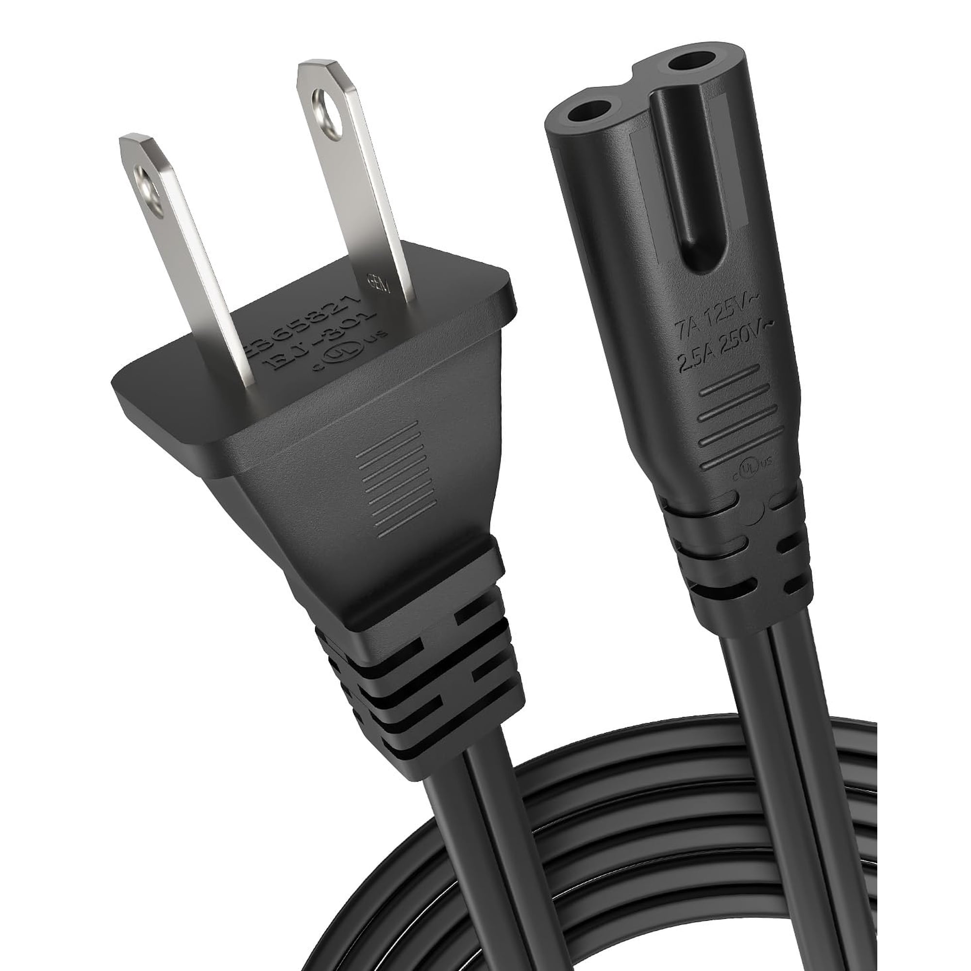 Quyaojz 2 Pack 5ft C7 Power Cord Non Polarized AC Replacement for PS5 PS4 Slim PS3 Xbox Series X S Xbox One X S PlayStation 5 Game Console Universal Figure 8 Cable Black
