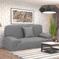 thumbnail image 2 of PiccoCasa Thick Stretch Sofa Cover 3 Seater Solid Couch Cover, Gray, 2 of 8