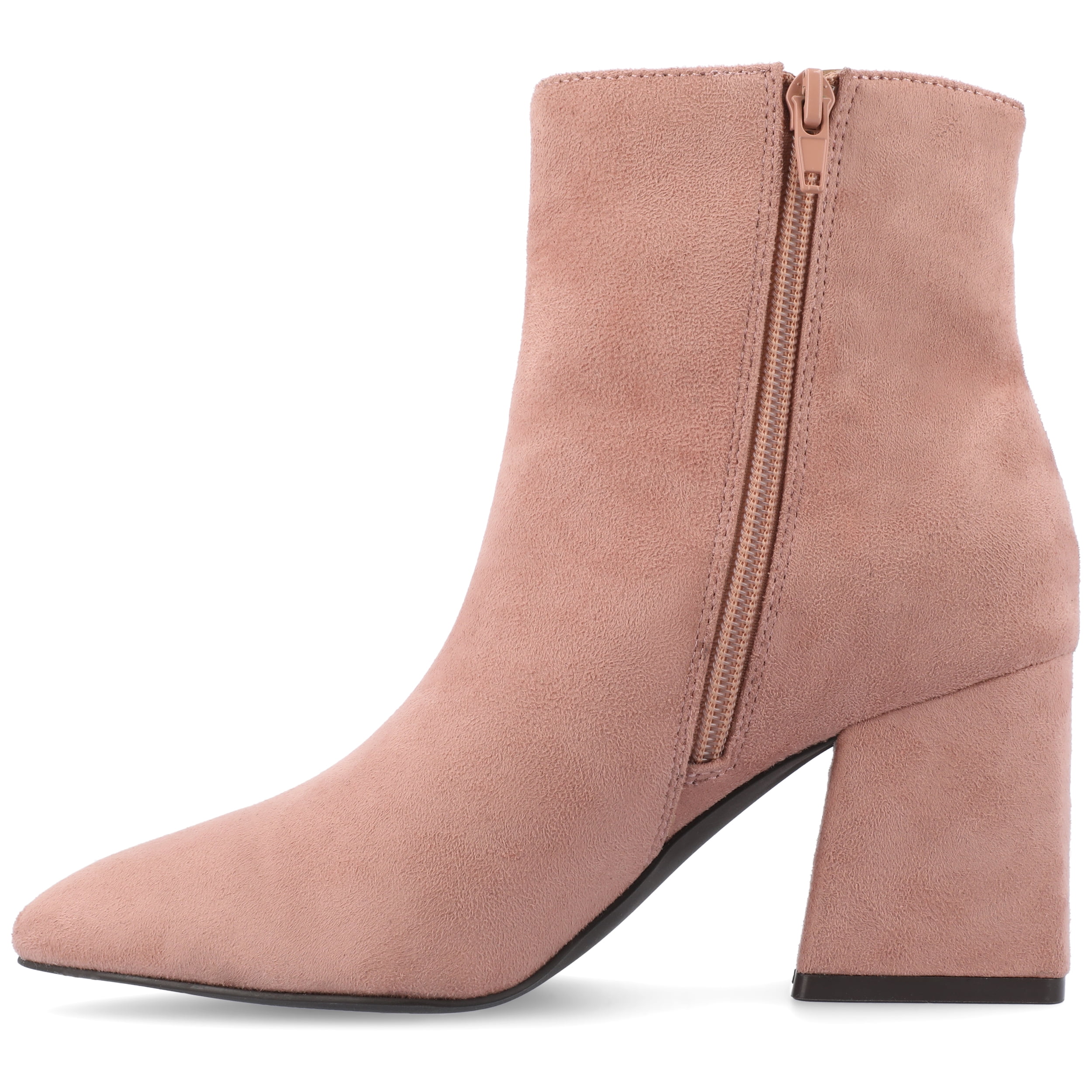 Journee Womens Sorren Covered Block Heel Pointed Toe Booties